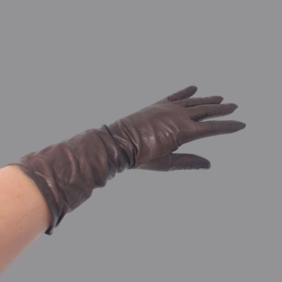 Vintage Regency Brown Gloves Small Mid Real Kid - Picture 1 of 8